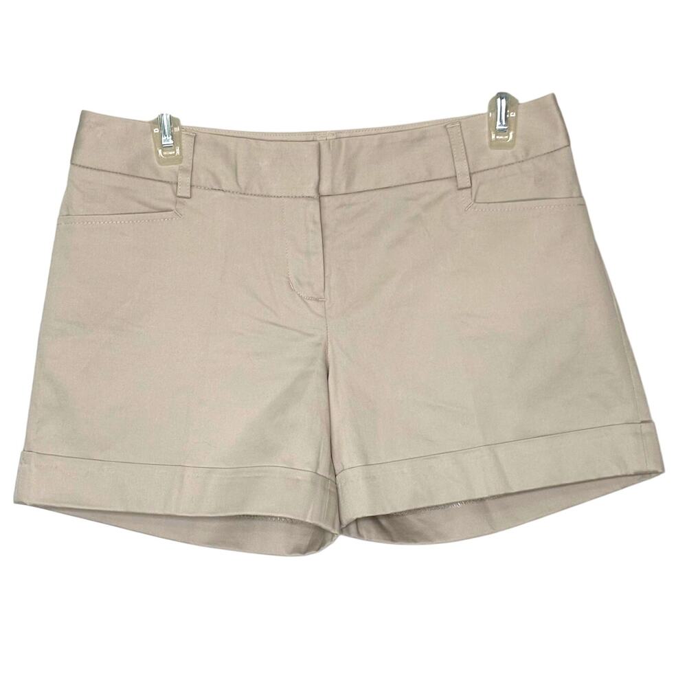 Express Wms 2 Tan Cuffed Editor Style Shorts Cuff… - image 1